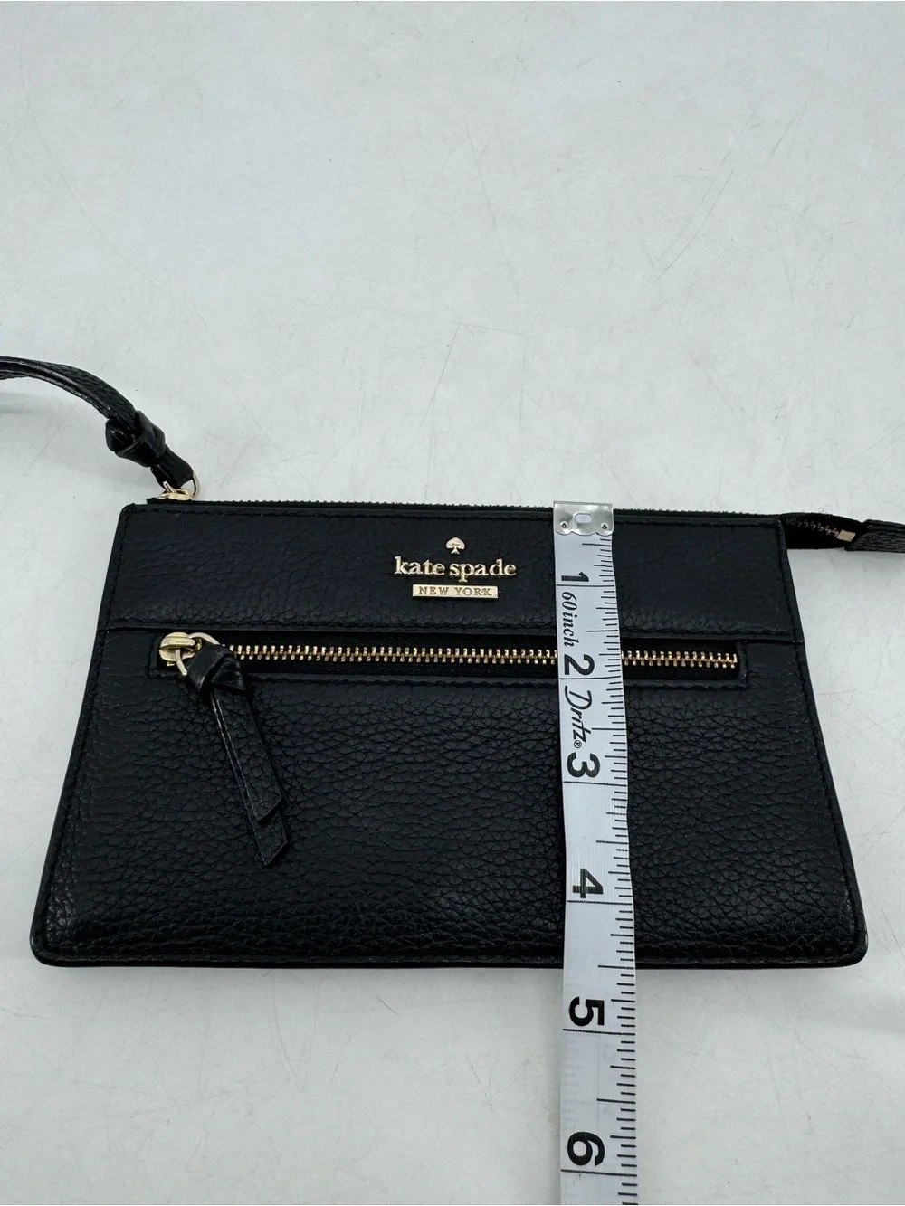 Kate Spade Leather Black Zippered Multi Compartment Card Holder Wristlet Wallet